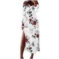 thumbnail image 2 of Lindreshi Dresses for Women 2024 Casual Fall Women's Short Sleeved V-Neck Fashion Print High Waist Mid-Calf V-Neck Dress, 2 of 6