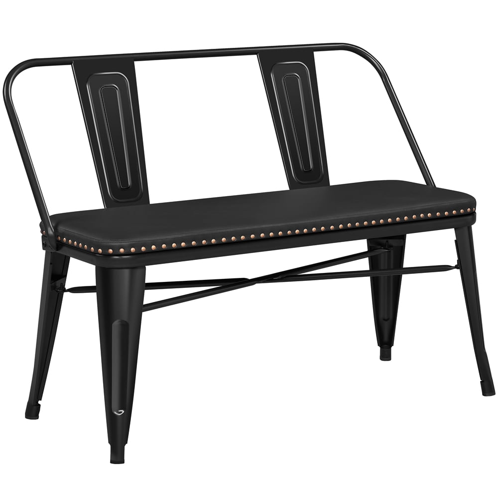 Topeakmart Industrial Upholstered Metal Dining Bench with Removable