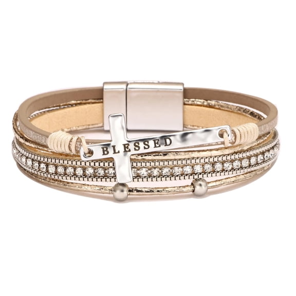 Leather Wrap Bracelets for Women, Boho Leopard Multi-Layer Beads Cuff Bracelet for Women