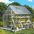 thumbnail image 3 of Jaxpety 6'x 8' Walk-in Polycarbonate Greenhouse with Aluminum Frame Lockable Doors Opening Windown, Outdoor Greenhouse,Silver, 3 of 13