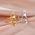 thumbnail image 5 of Moon Cat Rings for Women Stainless Steel Adjustable Open Ring Animal Pet Jewelry, 5 of 7