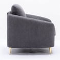 thumbnail image 3 of Benjara Nial 60" Loveseat- Linen Upholstery- Pine Wood- Smooth Gray- Gold Legs, 3 of 5