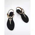 thumbnail image 6 of Women Rhinestone Decor Ankle Strap Thong Sandals  Glamorous Summer Flat Sandals, 6 of 7