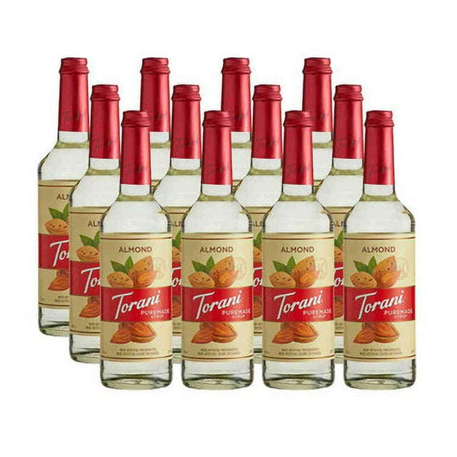 Torani Puremade Sirop Aromatisant Riche aux Amandes – Profil Clean-Label Amaretto et Noisette, Bouteille en Verre de Qualité Supérieure 750 ml (25,36 oz) – Vrac 12/caisse