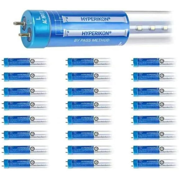Hyperikon 18-Watt 4 ft. Linear T8 Clear 5000K Single-End Powered Ballast Bypass LED Glass LED Tube Light Bulb 24-Pack