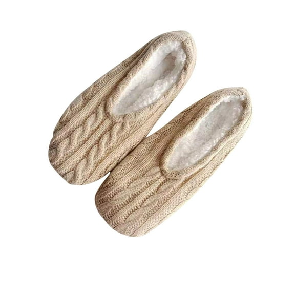 SZJXBUY Nonslip Slipper Socks for Women Fuzzy Slouchy Home Socks Cable Knitted Fluffy Winter House Bedroom House Sock Beige,Free Size
