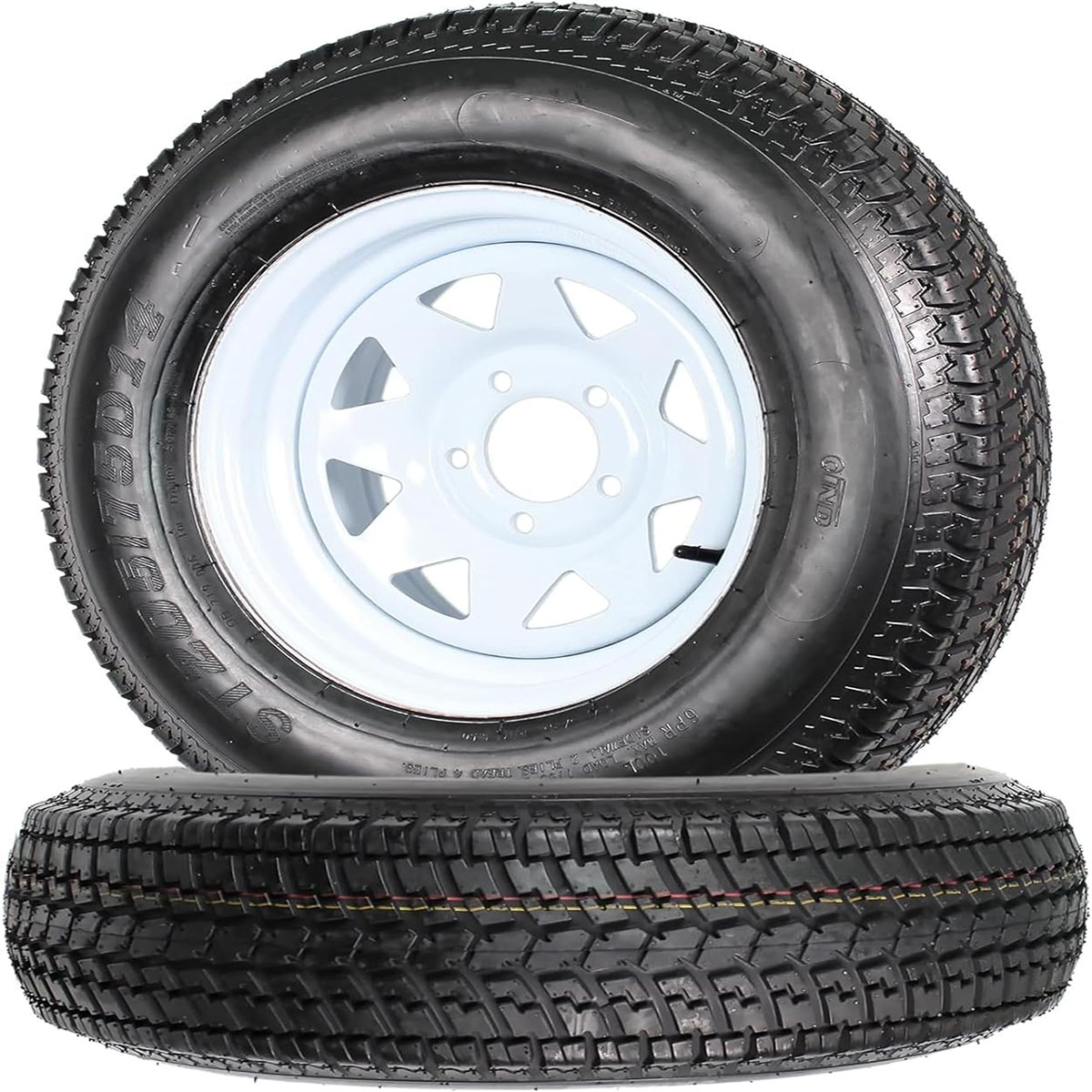 Danolapsi 2 Packs ST205/75D14 Trailer Tires, 5 Lug on 4.5", 6PR Load Range C, 14in Fuel-saving Designed Trailer Tires 205 75 14 for Travel/Camper/Landscape/Cargo/Utility/Boat/Horse/Farm/Hauler Trailer
