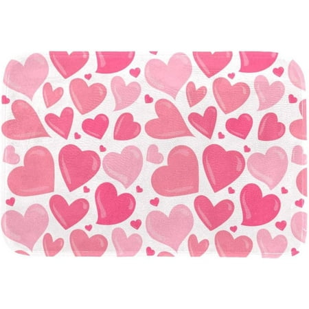 

Valentine s Day Pink Love Heart Pattern All Season Doormat Stain and Fade Resistant Low Profile Indoor Outdoor Door Mats Easy Clean Patio Entrance Mat 24x16 Inch