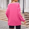 thumbnail image 5 of Oversized Women's Sweatshirts Long Sleeve Crewneck Side Zipper Pullover Hoodie Fall Trendy Clothes Loose Fit Warm Casual Streetwear | CSEONE,Hot Pink L, 5 of 9