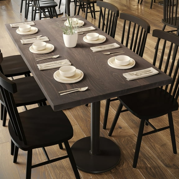 Flash Furniture 30x60 Solid Wood Indoor 1.5 Inch Thick Rectangular Tabletop in Dark Brown