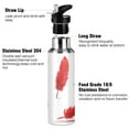 thumbnail image 3 of Insulated Stainless Steel Sports Water Bottle With Straw and Handle,Minimalist Art Style Ideal for Outdoor Use 600 ml Red Feathers, 3 of 7