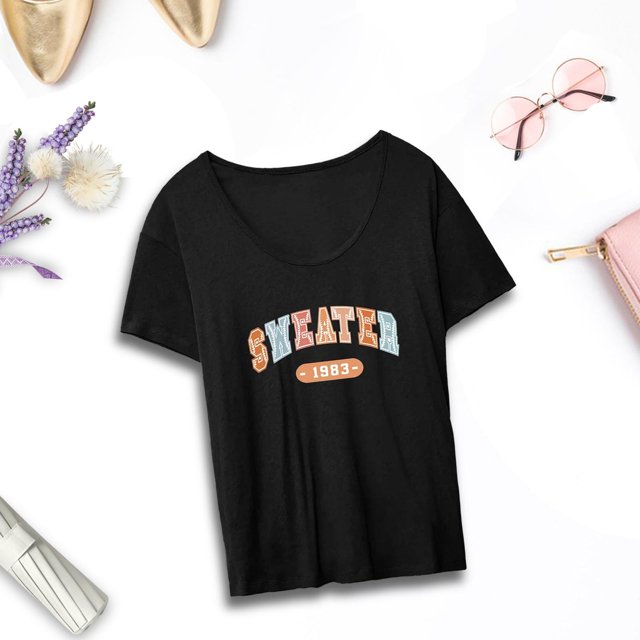 Camiseta de mujer con cuello redondo, transpirable, elegante, holgada, suave y cómoda, Top, ropa de calle para primavera y verano, camiseta básica SG Yinane camiseta de mujer