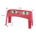 thumbnail image 5 of IRIS USA Elevated Dog Bowls, Adjustable Height, 2 Thick 64 oz Stainless Steel Bowls, Spill-Proof with Raised Outer Rim, Durable Made in USA Plastic, Easy Assemble, 2 Heights 4.63" or 12.25" Red, 5 of 7