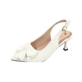 thumbnail image 2 of Miluxas Bow Slingback Kitten Heels for Women - Patent Leather Pointed Toe Pumps, Perfect for office, Bridal Events, Date Night and Special Occasions Beige 7(39), 2 of 9