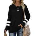 thumbnail image 5 of Womens Long Sleeve Tops Crewneck Sweatshirts Casual Color Block Tunic Tops Pullover, 5 of 8