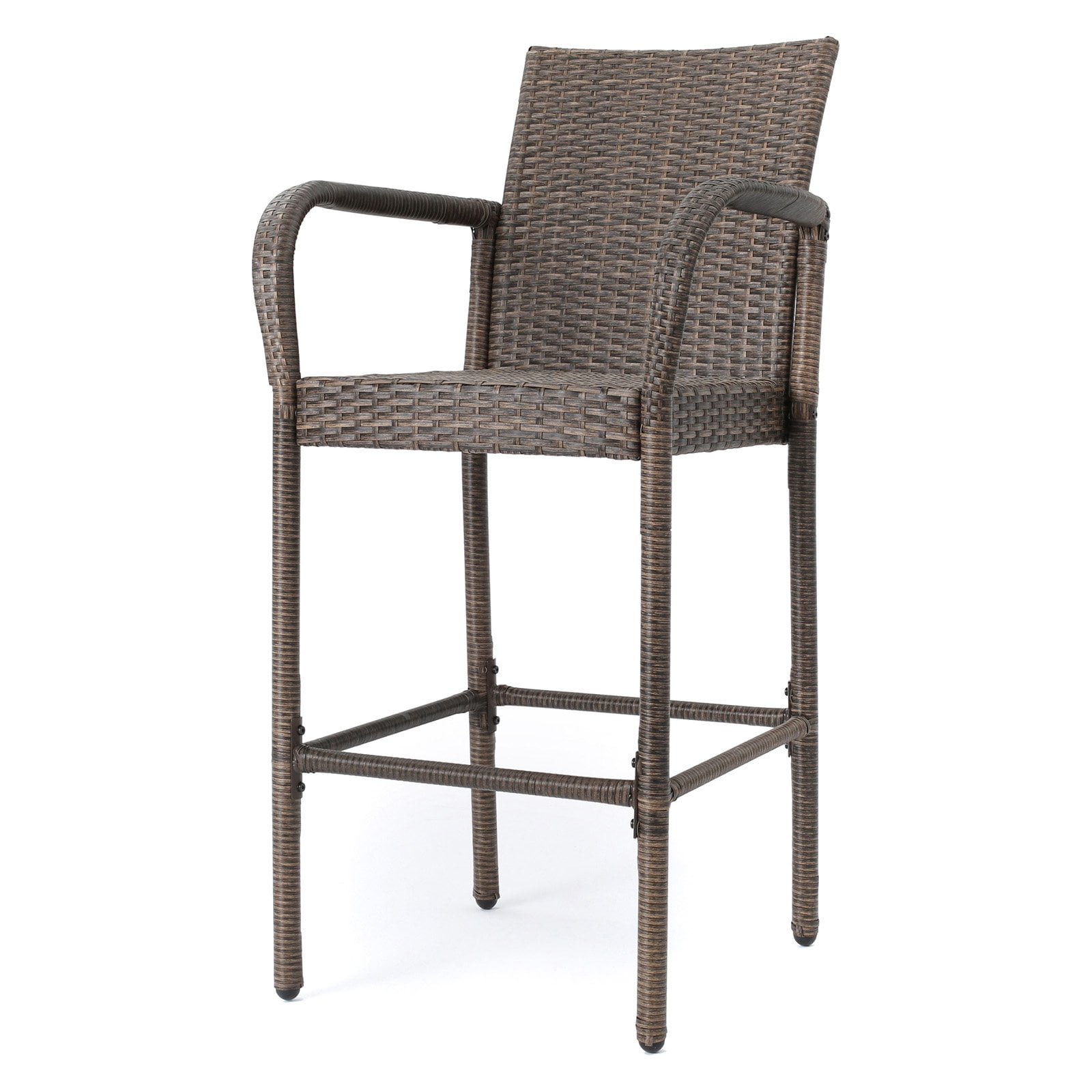 Delfina Outdoor Mix Mocha Wicker Barstool Set of 2