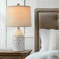 Oneach Modern White Ceramic Table Lamps Set of 2, 21.5" Bedside ...