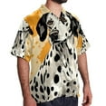 thumbnail image 2 of Spotted Dog Men's Short Sleeve Button Down Poplin Hawaiian Shirt for Summer Beach, Casual Printed Unisex Style, 2 of 6