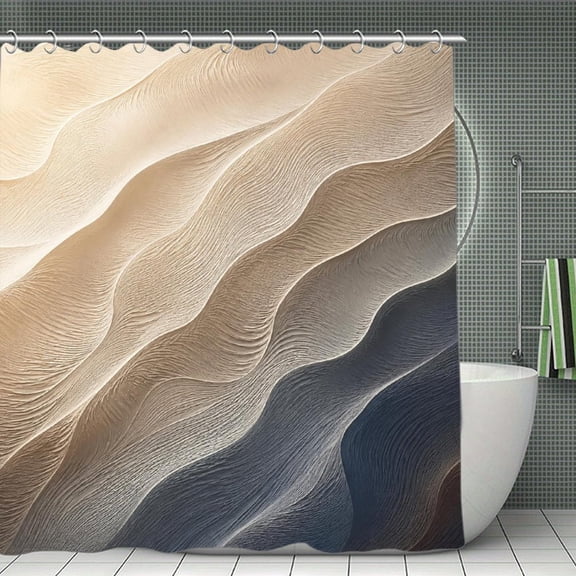 Sand Dune Desert Texture Print Shower Curtain,Modern Fabric Waterproof Shower Curtain Set with Hooks,70.8×70.8Inch