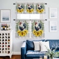 thumbnail image 2 of Sunflowers Rooster Kitchen Curtains Sets for Windows 24 Inch Length, Wooden Watercolor Leaves Retro Art Rod Pocket Window Treatments Tier Curtains and Valances Set for Bedroom/Bathroom, 2 of 8
