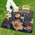 thumbnail image 6 of Dark Teal Gold Floral Design Pattern Outdoor Picnic Blanket, Foldable Waterproof Beach Mat, Portable Beach Blanket for Beach Camping, Hiking, Family Concerts, 6 of 7