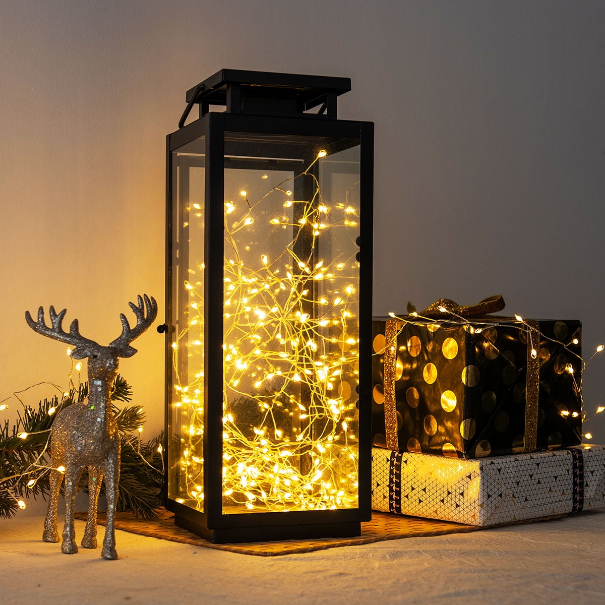 RESNICE Cluster Fairy Lights 100FT Firecracker String Lights 1000 LED Warm White Plug in Indoor Silver Wire String Lights with Remote for Christmas Tree,Plant,Garden,Patio,Backyard