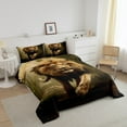 thumbnail image 2 of Safari Lion Bedding Sets King 3D Lion Comforter Set,Jungle Wild Animal Duvet Insert Woodland Quilt Comforter Brown Bedroom Decorative,Microfiber 3 Piece, 2 of 5