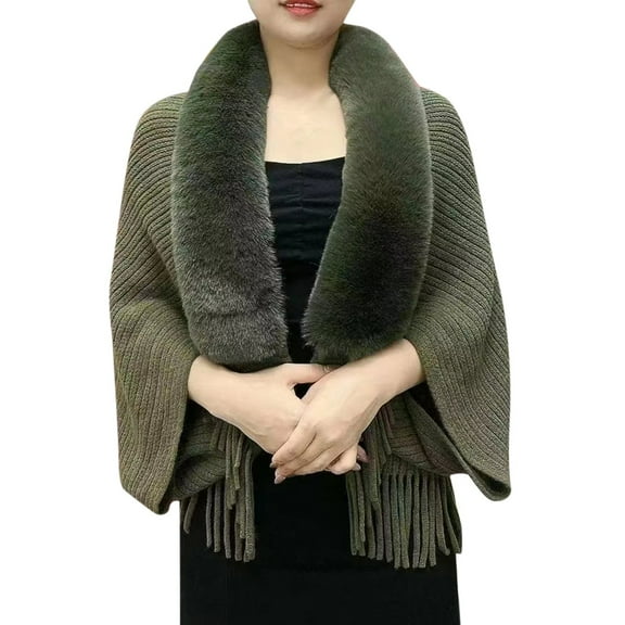 Scarf for women Knitted Fringe Tassel Irregular Hem Thickened Shawl Cardigan Wrap