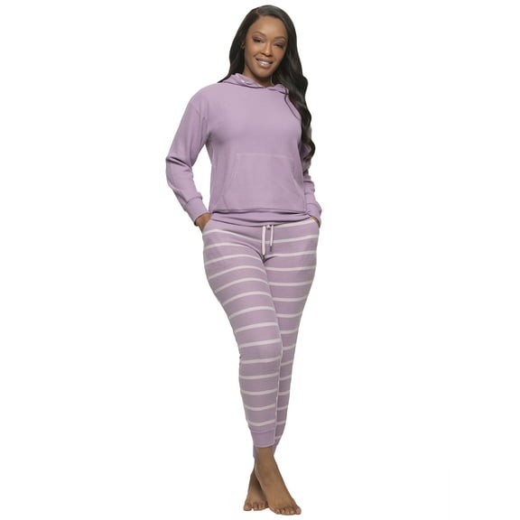 Felina Jolie 2-Piece Hoodie & Jogger Lounge Set - Waffle Knit Fabric and Relaxed Fit Loungewear (Orchid Mist, X-Small)
