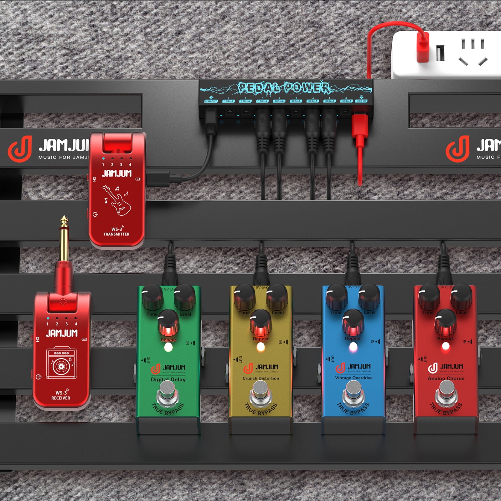 Guitar Pedal Power Supply Effect Pedal Board Power Supply 8 Isolated Output for 9V Effect Pedals Power with Blue LED
