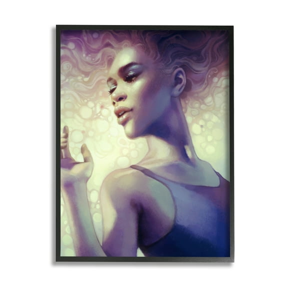 Stupell Industries Elegant Woman Curly Hair Flowing Purple Portrait Framed Wall Art, 16 x 20, Design by Anna Dittman