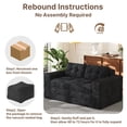 thumbnail image 3 of Corduroy Convertible Sleeper Sofa Bed, Loveseat Couch with Storage Pockets & Pillow for Small Spaces, No-Assembly Floor Sofa for Living Room Bedroom Apartment, Black, 3 of 9