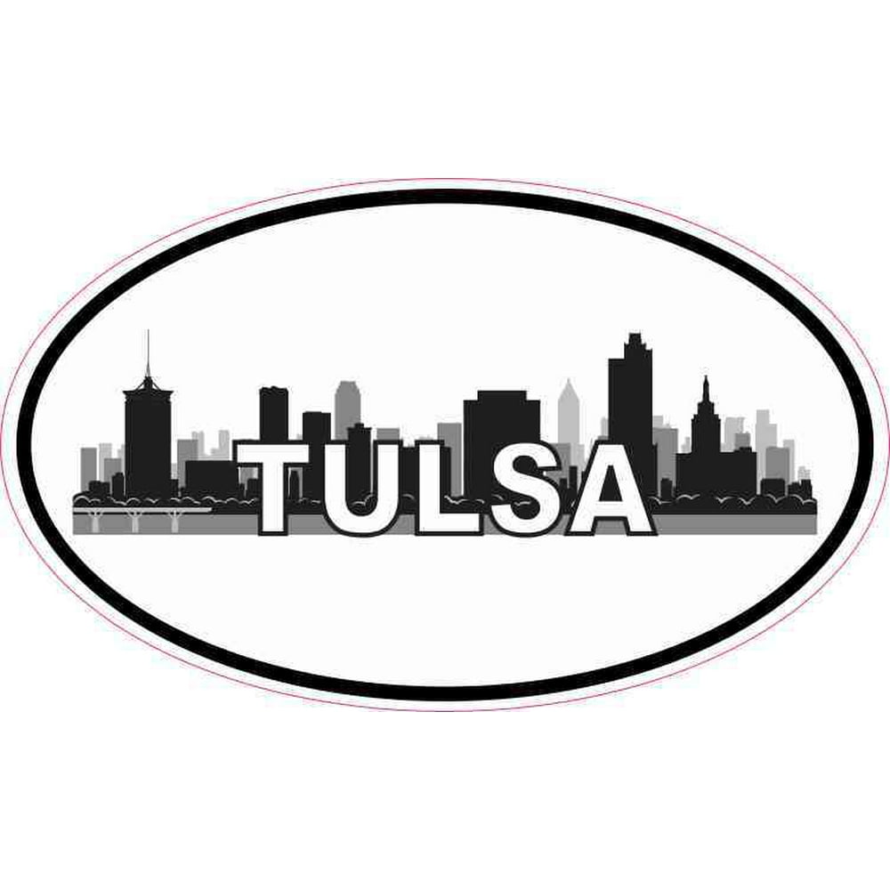 5inx3in Oval Tulsa Skyline Sticker Luggage Cup Car Bumper Window