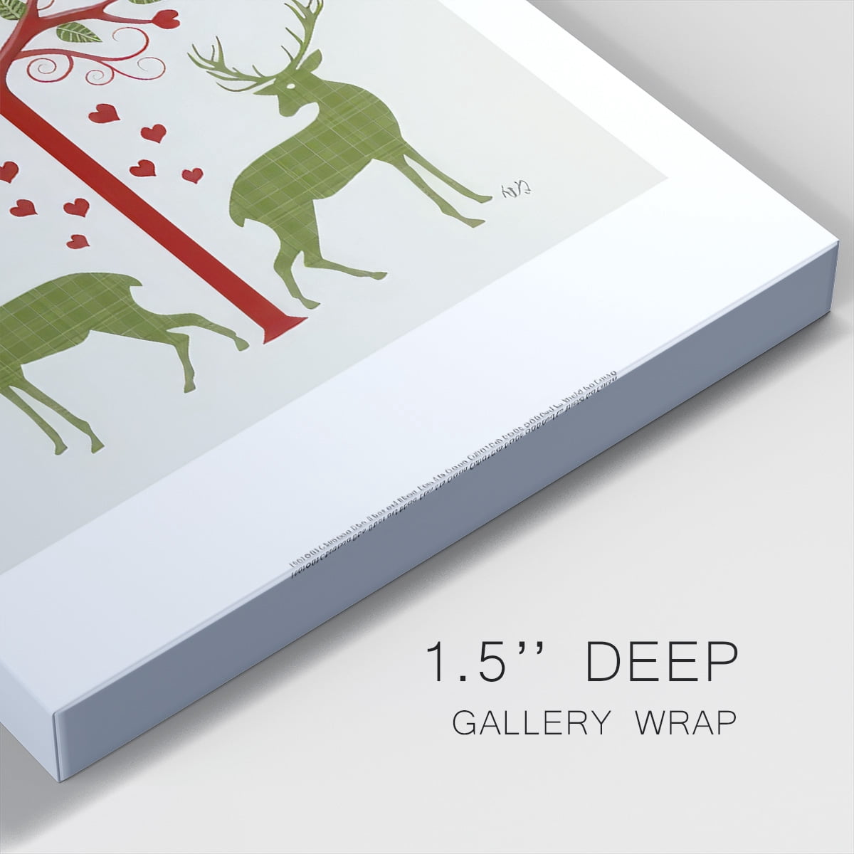 Christmas Des - Deer and Heart Tree, On Cream- Gallery Wrapped Canvas