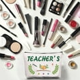 thumbnail image 7 of Teacher's Canvas Cosmetic Bag Makeup Bags Teacher's Day Multi-Function Small with Zipper Pouch Gifts Women Travel Toiletry for Keys Lipstick Card Pencil Gift Thanksgiving Christmas 10x7Inch, 7 of 7
