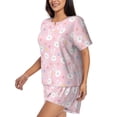 thumbnail image 2 of Naloa Easter Cute Rabbit Women's Short-Sleeved Pajama Set, Loungewear, Summer pajamas, Breathable Cozy - Medium, 2 of 9