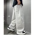 thumbnail image 4 of ZHOGXU Kids Boys Cargo Pants High Waisted Solid Color Wide Leg Loose Fit Comfortable Trousers With Pockets For Everyday Wear,Grey,7-8 Years, 4 of 4