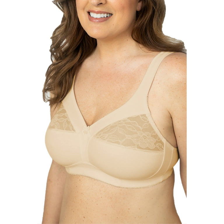 Curve Muse Women's Nursing Plus Size Wirefree Cotton Bra With Upper  Lace-2Pack-ORANGE,CREAM-38D 