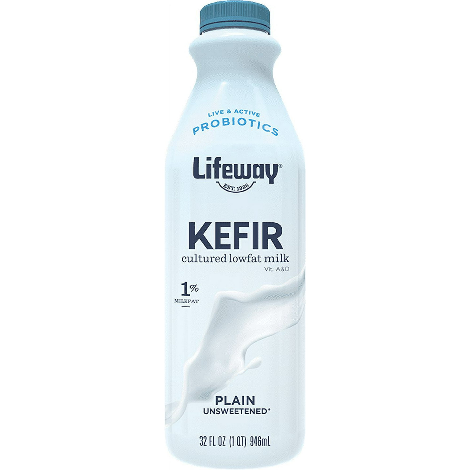 Lifeway, Plain, Unsweetened Cultured Low-fat Milk Kefir, Refrigerated 32 fl oz Plastic Bottle