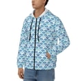 thumbnail image 3 of Goofa Blue Fish Scale Texture Pattern Mens Full-zip Hoodie, Zip-up Pullover Hooded Sweatshirt, Kangaroo Pocket Hoodie Ideal for Daily Wear, Travel, and Home-XX-Large, 3 of 5
