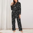 thumbnail image 2 of Balery Travel The World Conjunto de Pijama con Estampado para Mujer, Conjunto de Dos Piezas con Manga Larga, Ropa de Dormir Suave con Bolsillos, Pijamas Cómodos-Medium, 2 of 7