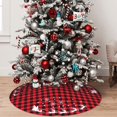 thumbnail image 2 of JOOCAR Christmas Tree Skirt, 48 Inch, Red Black Buffalo Plaid, Snowflake Santa Sleigh, 2 of 5