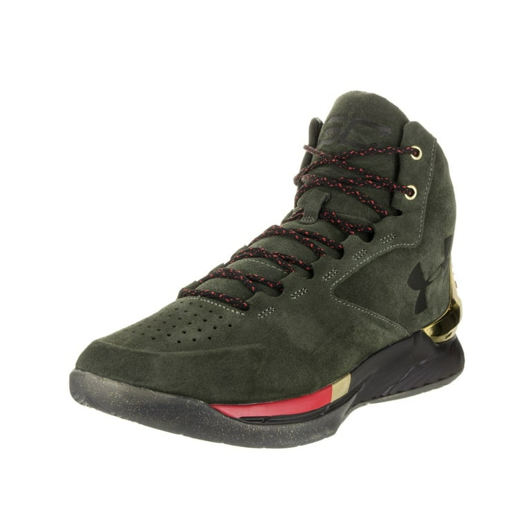 Mens Under Armour Curry 1 Lux Mid Suede Downtown Green Metallic Gold R