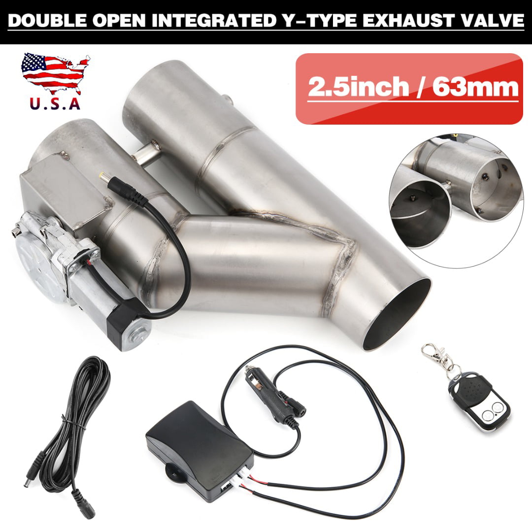 2.5" Electric Exhaust Control Cut Out Dual Valve Y Pipe Remote Control Kit