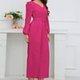thumbnail image 5 of Aloohaidyvio Women's Elegant V Neck Jumpsuit Casual Straight Trousers Business Romper Formal Jumpsuit Hot Pink M, 5 of 6
