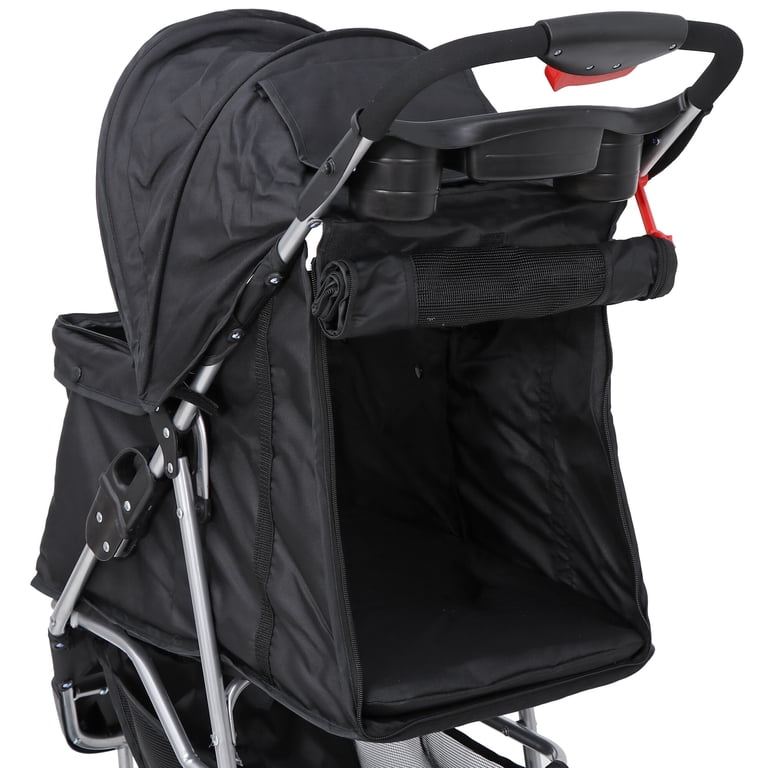 ZENY Three-Wheel Pet Stroller, Black, Convertible Design photo 4