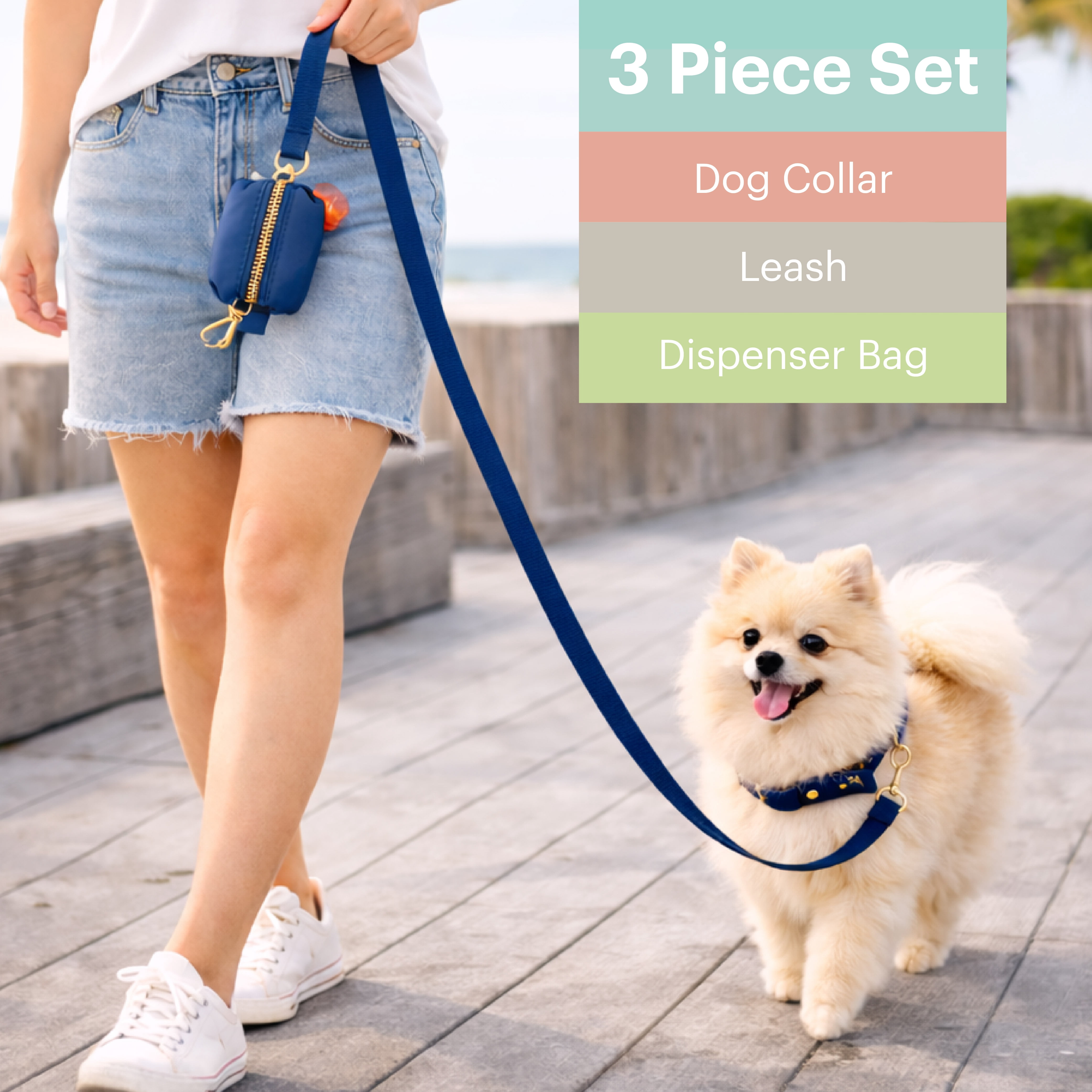 3 pc Leash Set Navy