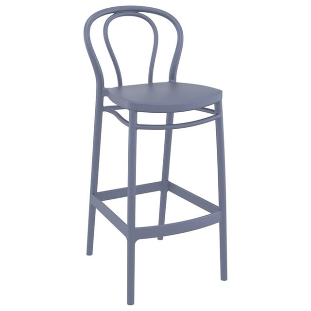 Compamia Victor Tabouret de Bar Contemporain en Résine pour l'Extérieur - Ensemble de 1, Gris Foncé