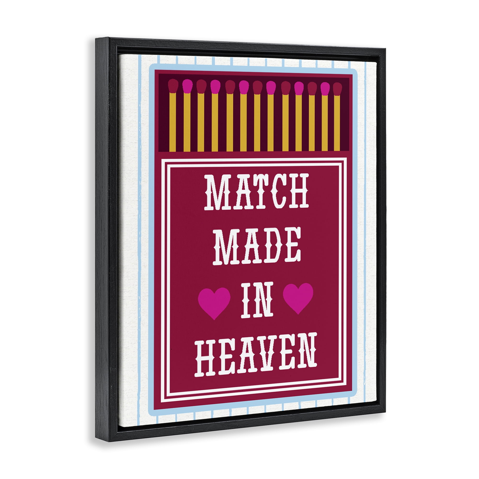 Stupell Industries Vintage Match Made In Heaven Black Framed Floater Canvas Wall Art, design by Lil' Rue