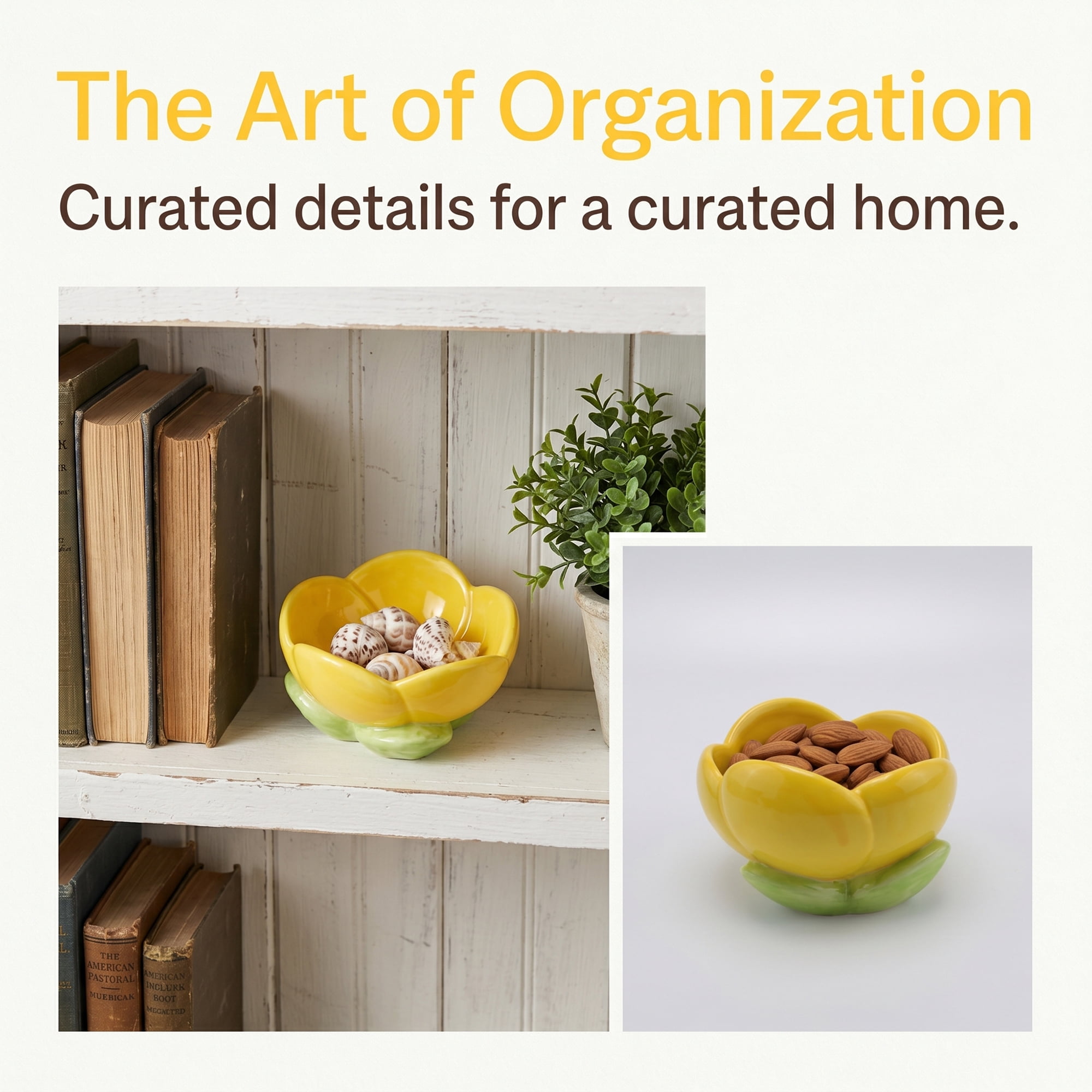 Unique Bargains Artistic Ceramic Box Floral Storage Jar with Lid Yellow 4.5" x 4.2" x 3.3"